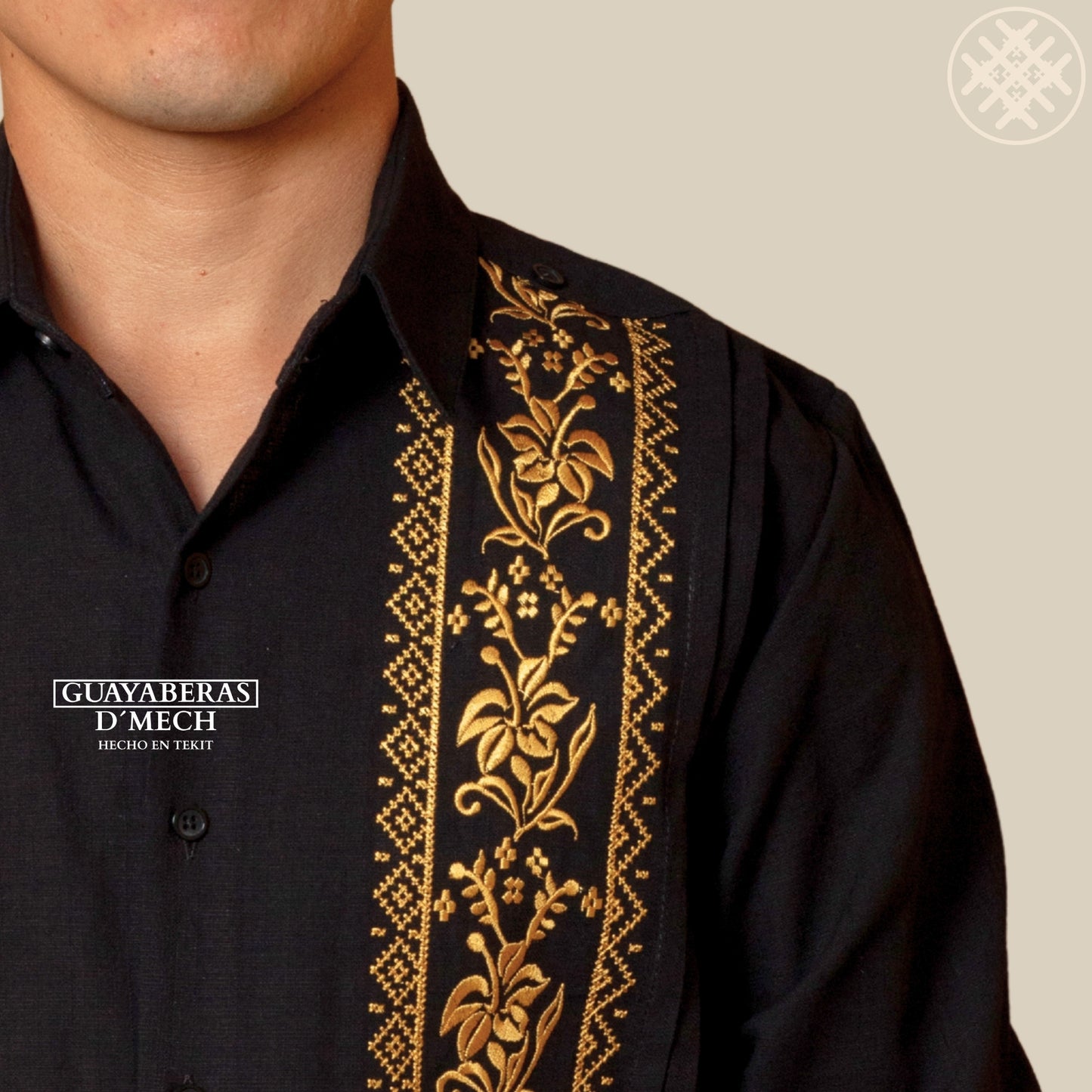 Guayabera Flor de Calabaza Negra