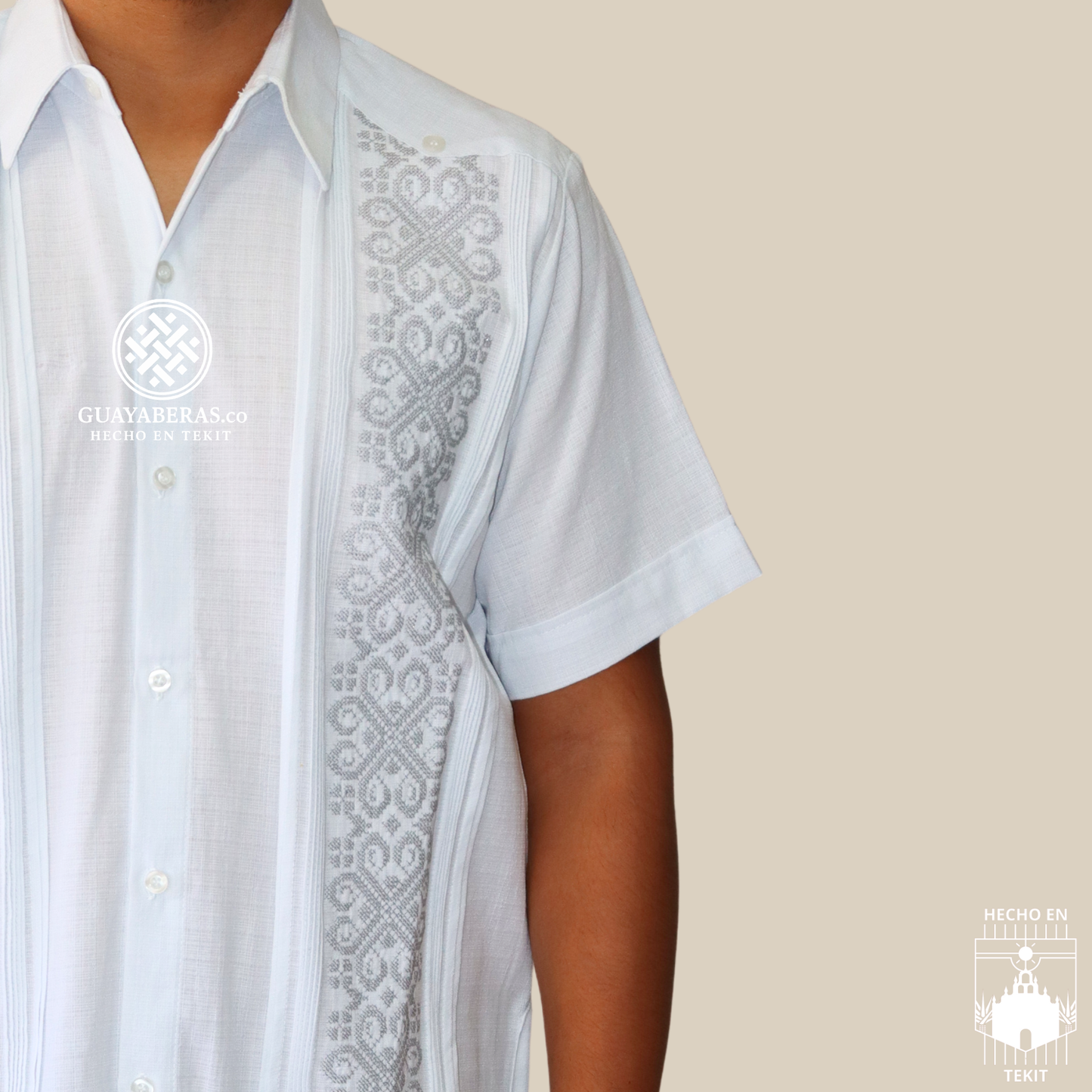 Guayabera Izamal Gris Manga Corta