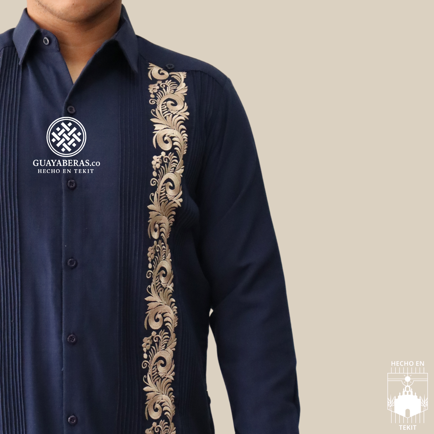 Guayabera Palmas Marino