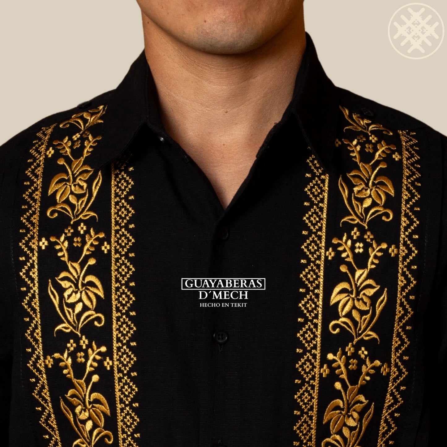 Guayabera Flor de Calabaza Negra