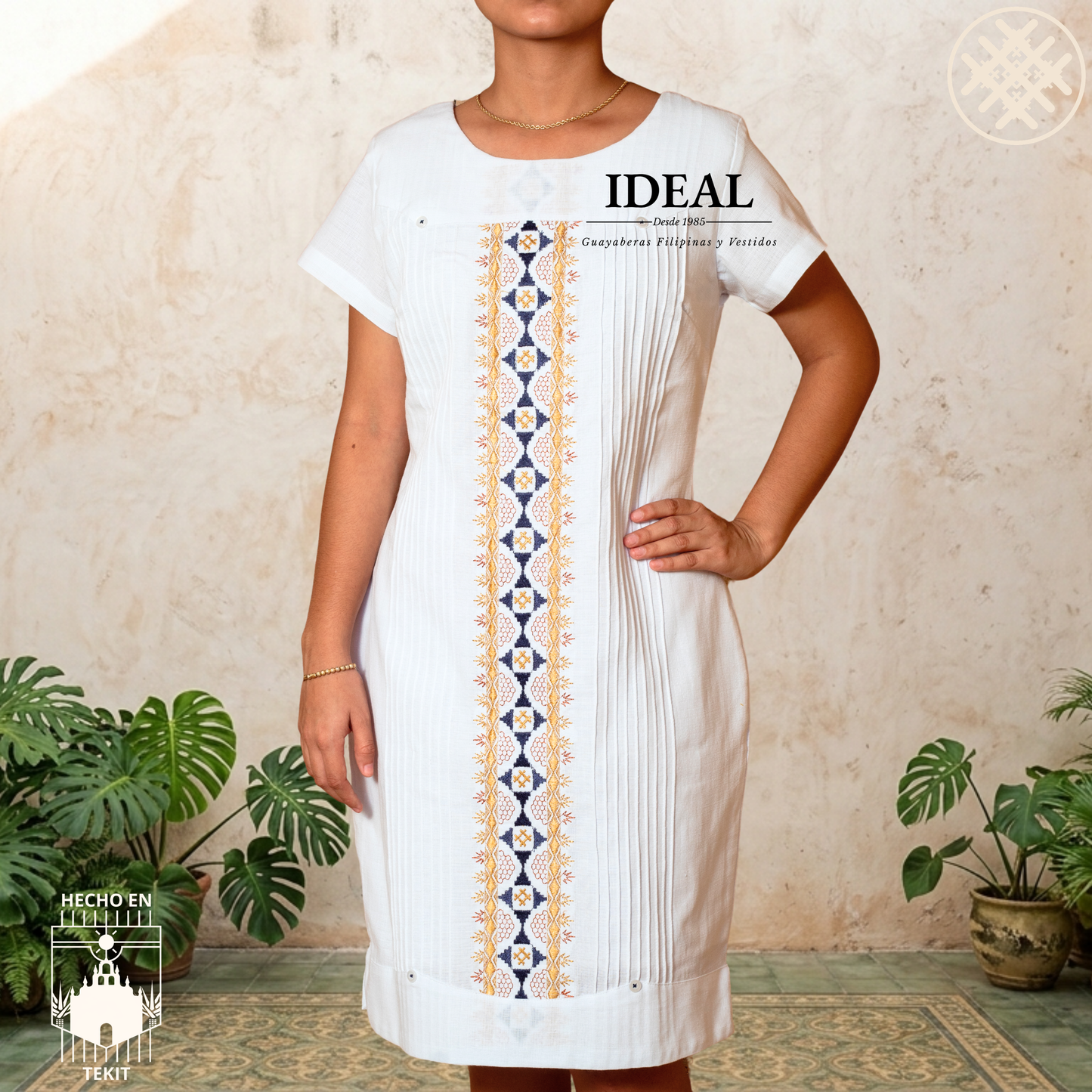 Mayab Men's Guayabera Long Sleeve with Colored Embroidery