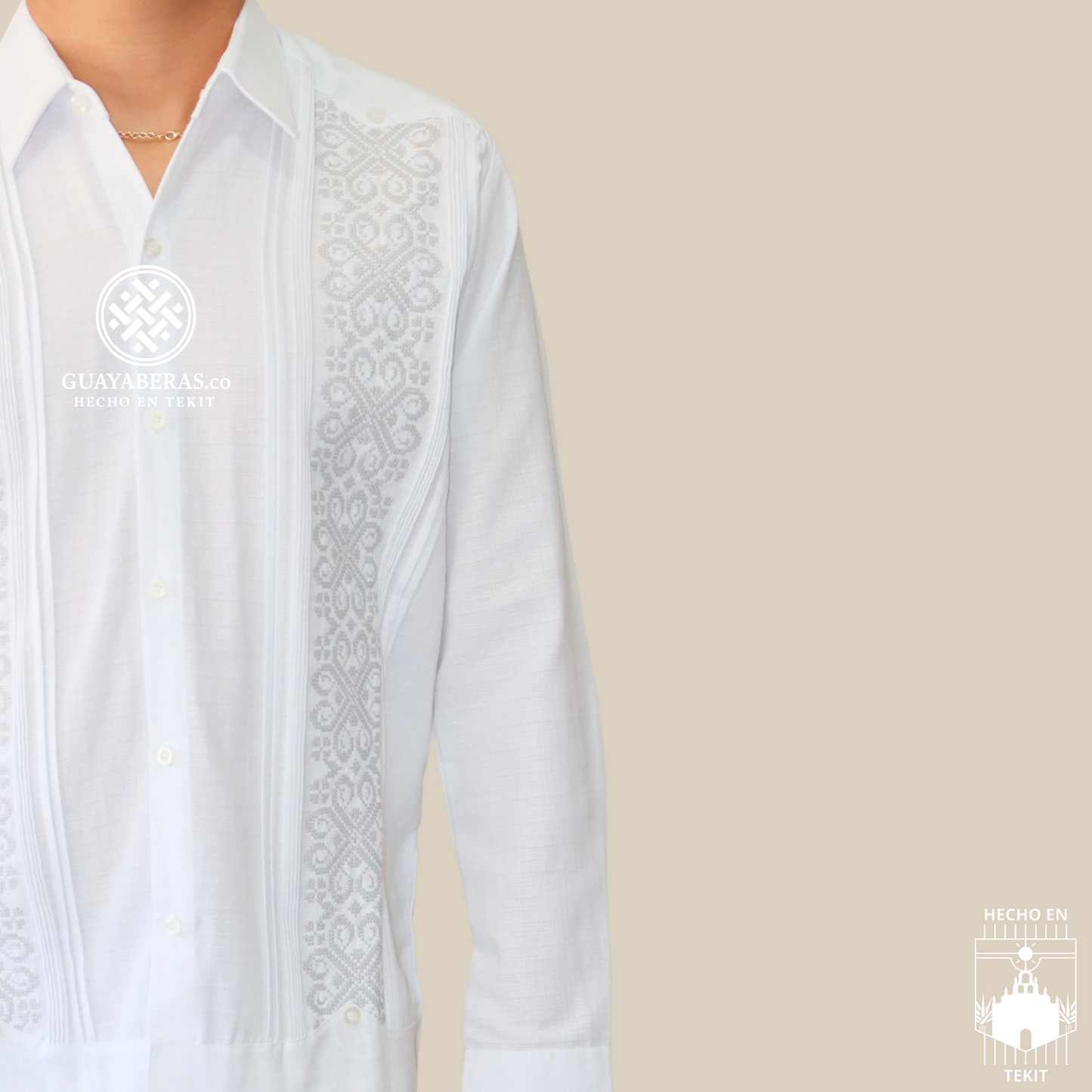 Guayabera Izamal Gris Manga Larga