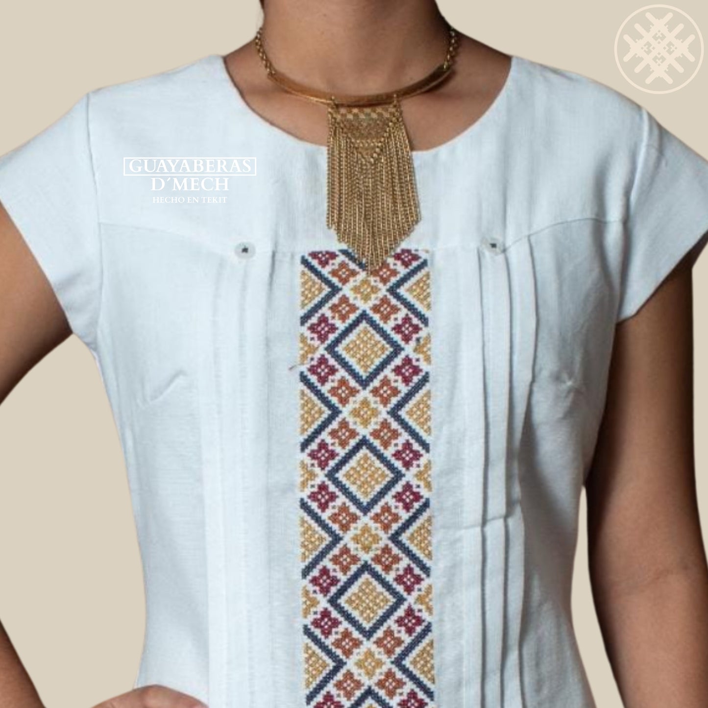 Mayab Men's Guayabera Long Sleeve with Colored Embroidery