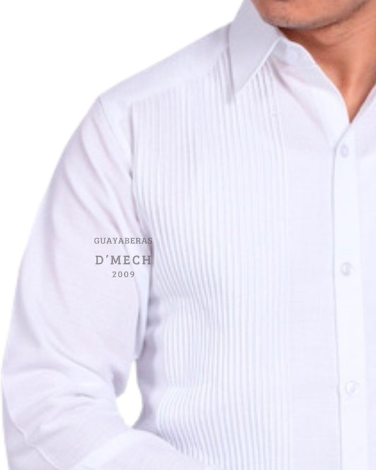 Guayabera Gentleman Formal Long Sleeve Filipino With Mother-of-Pearl Shell Button