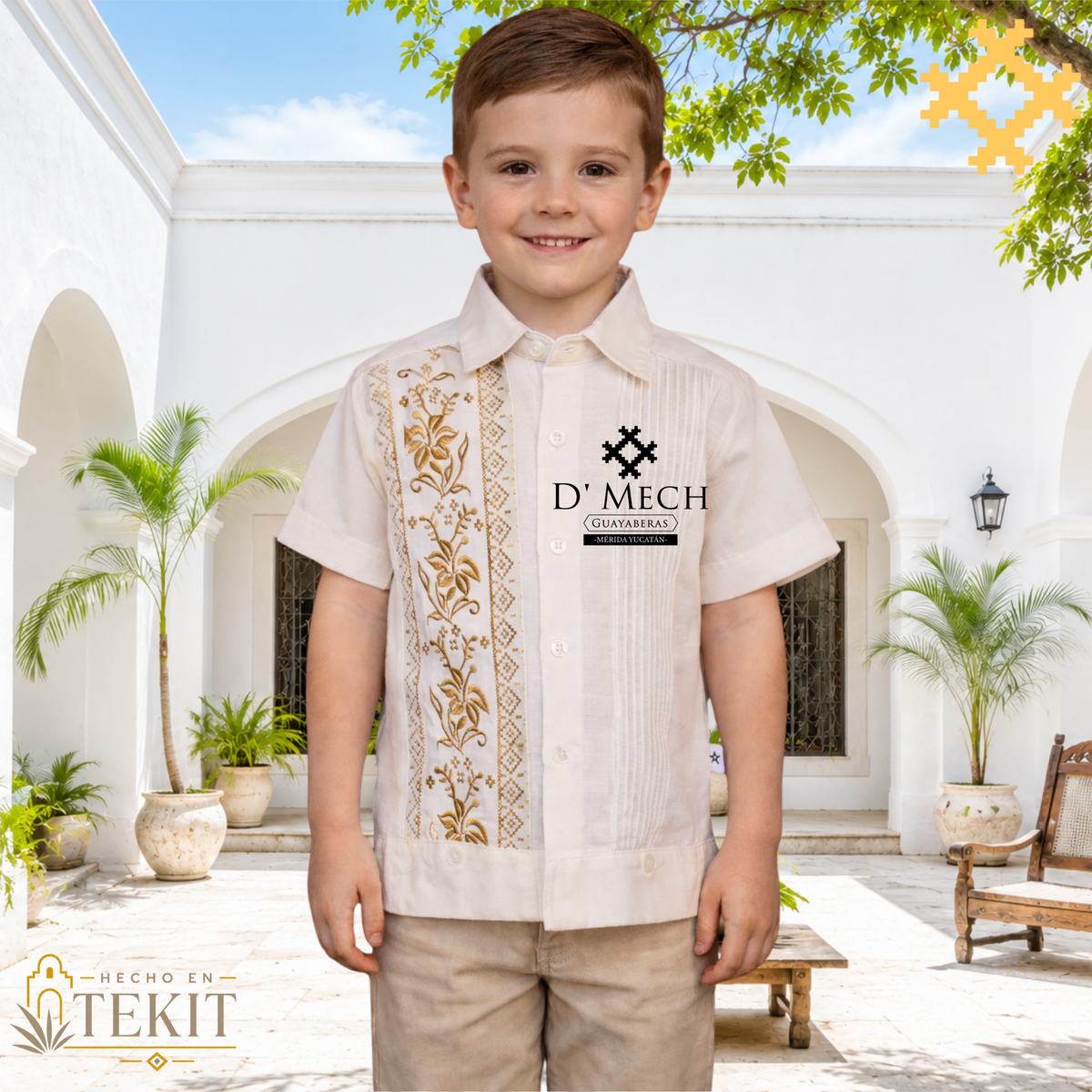 Duo Flor de Calabaza Hueso Infantil