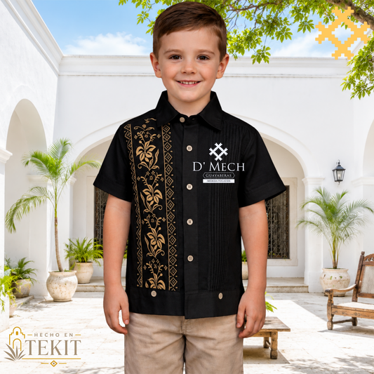 Guayabera Flor de Calabaza Negra de Niño