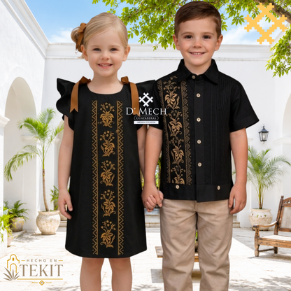 Vestido Flor de Calabaza Negra de Niña