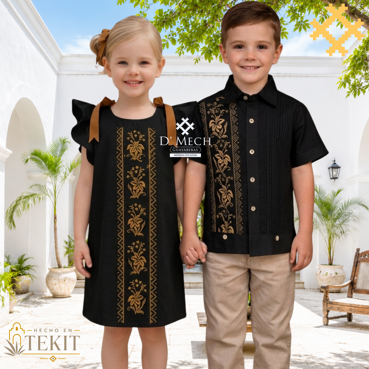 Duo Flor de Calabaza Negra Infantil