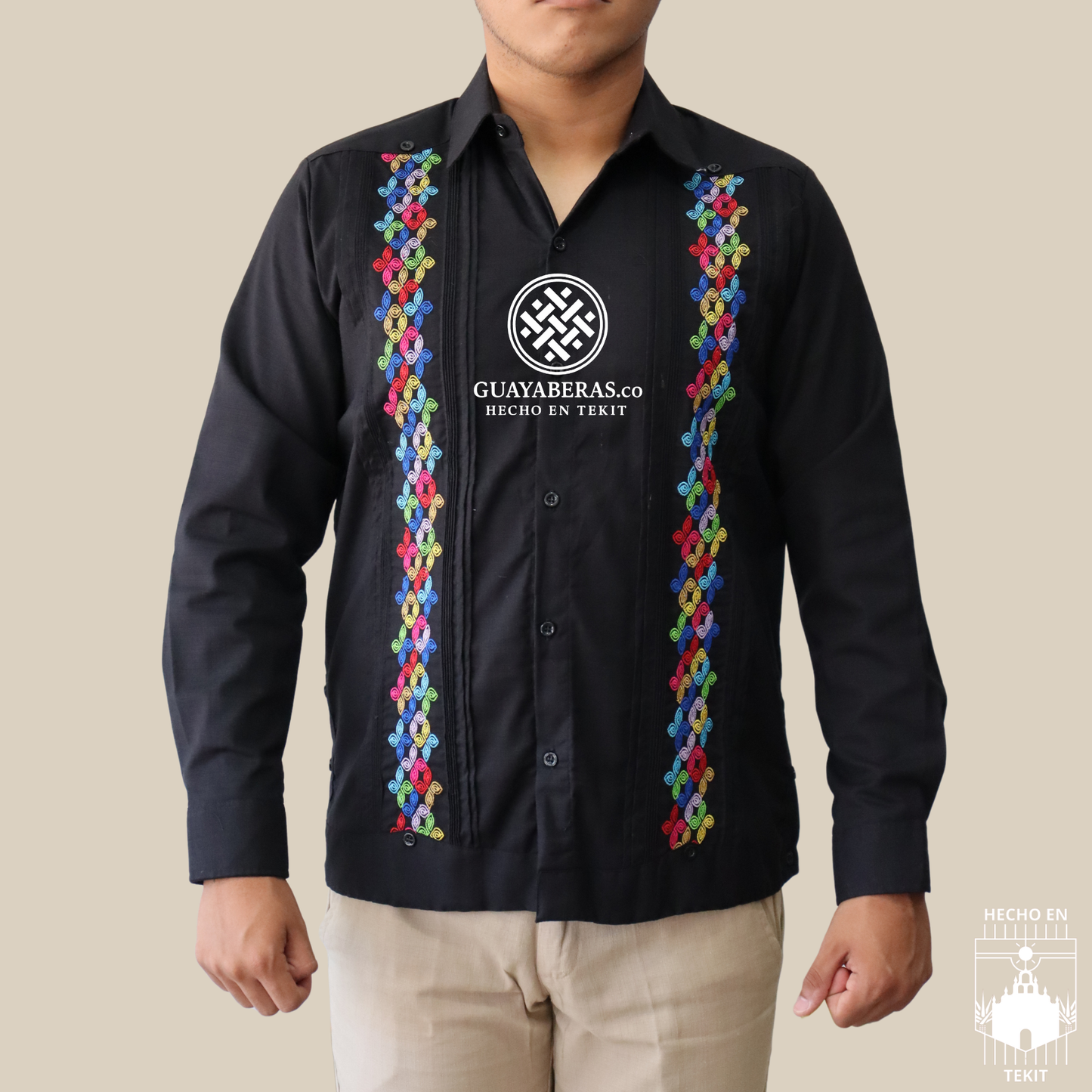 Guayabera Multicolor Negra