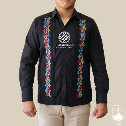 Guayabera Multicolor Negra
