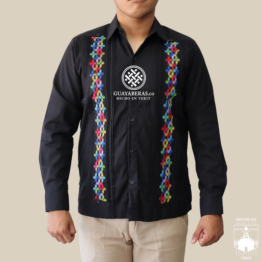 Guayabera Multicolor Negra