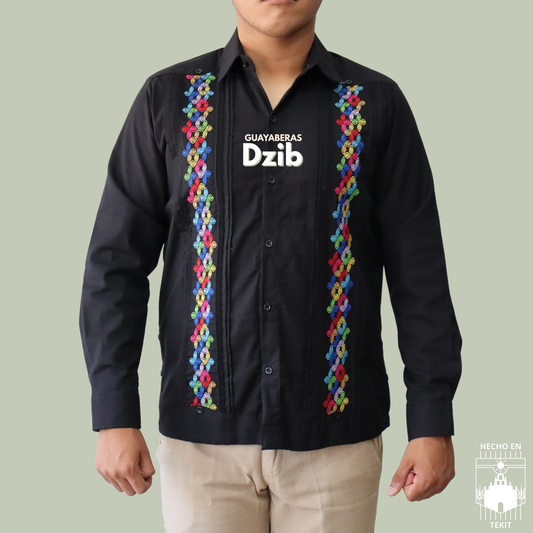 Guayabera Multicolor Negra