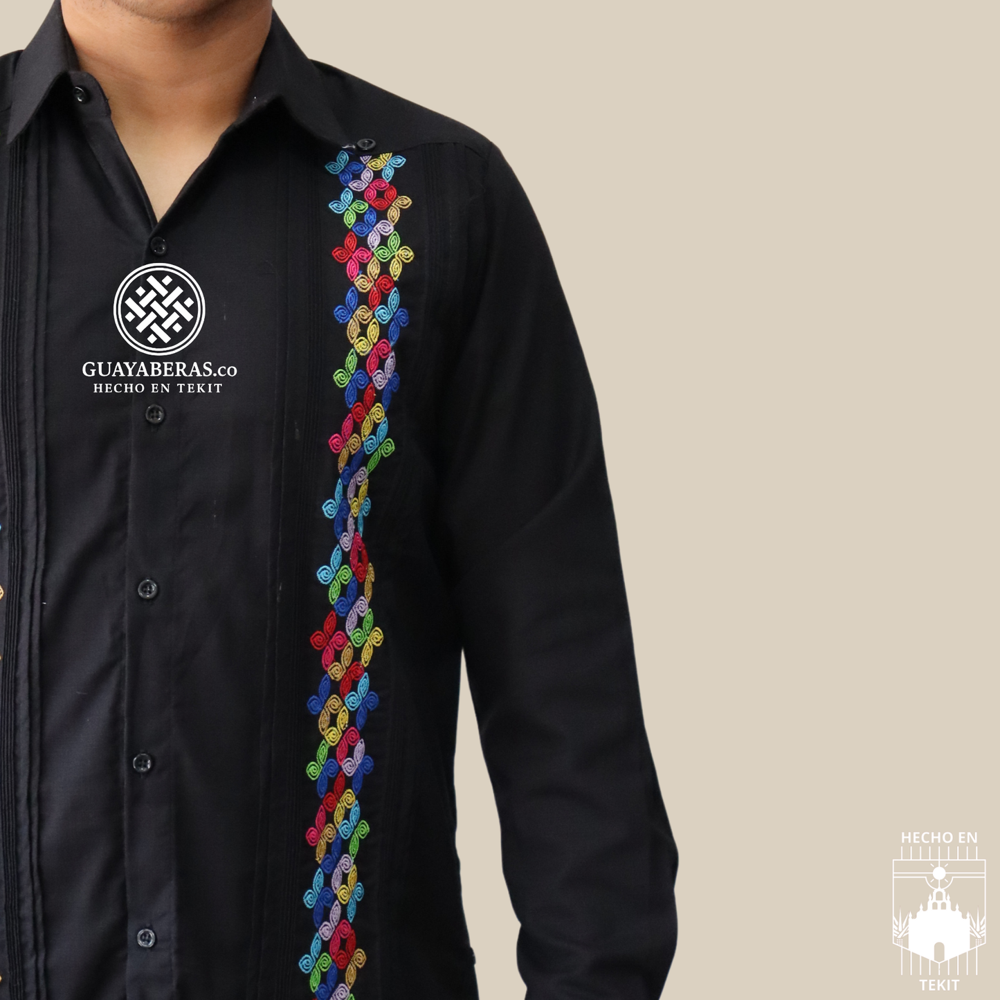 Guayabera Multicolor Negra