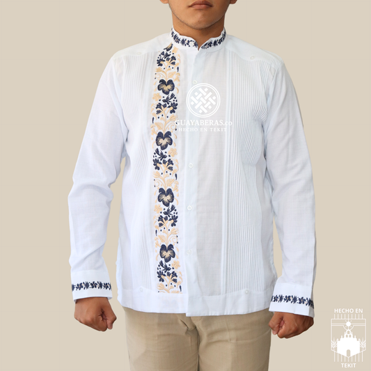 Guayabera Colibrí Banda Marino