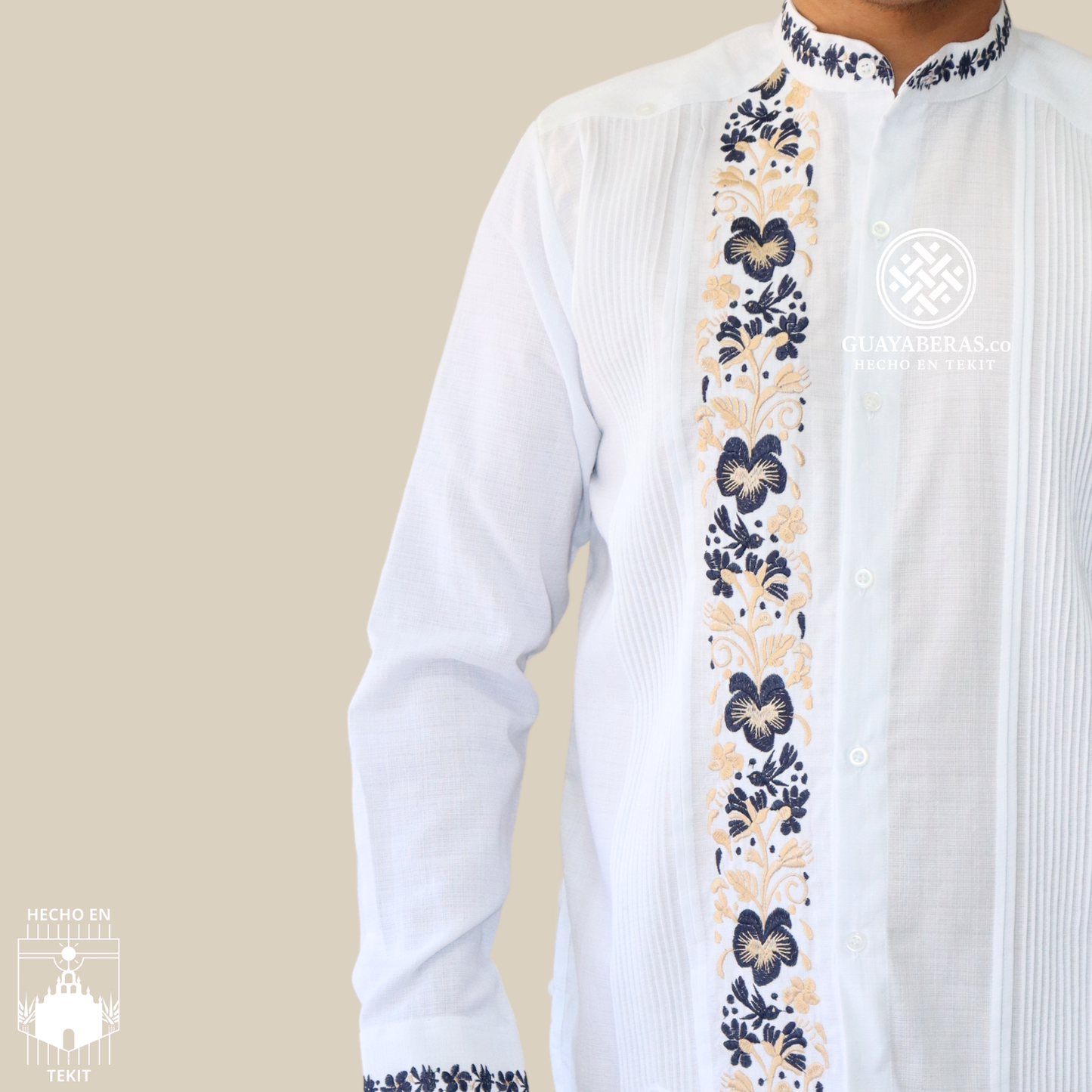 Guayabera Colibrí Banda Marino