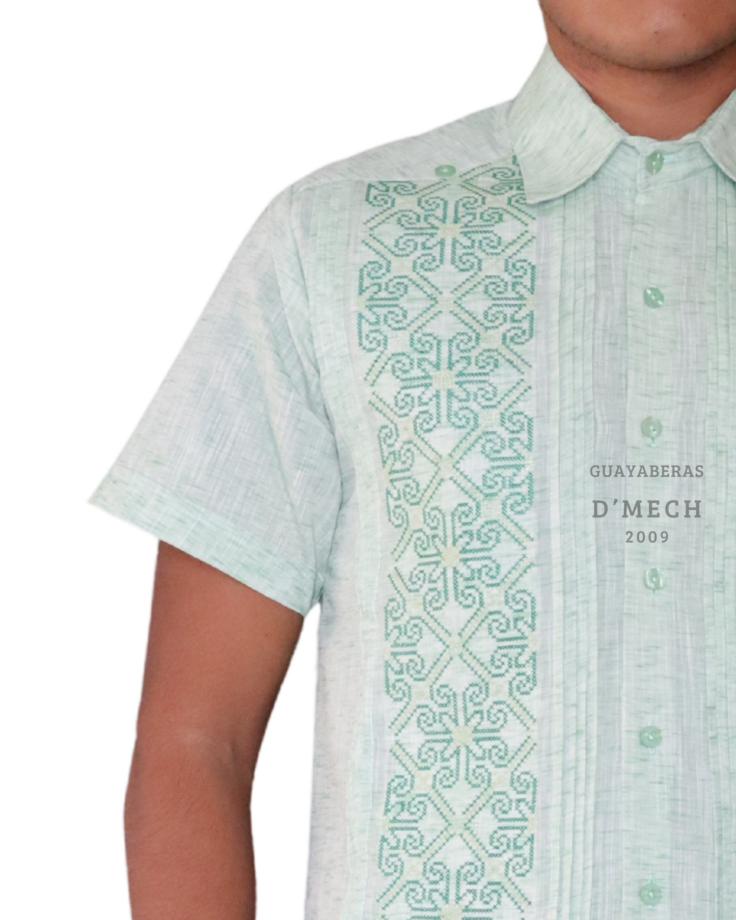 Guayabera Caballero Izamal Jaspe Verde Manga Larga