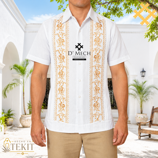 Guayabera Flor de Calabaza Blanca Manga Corta