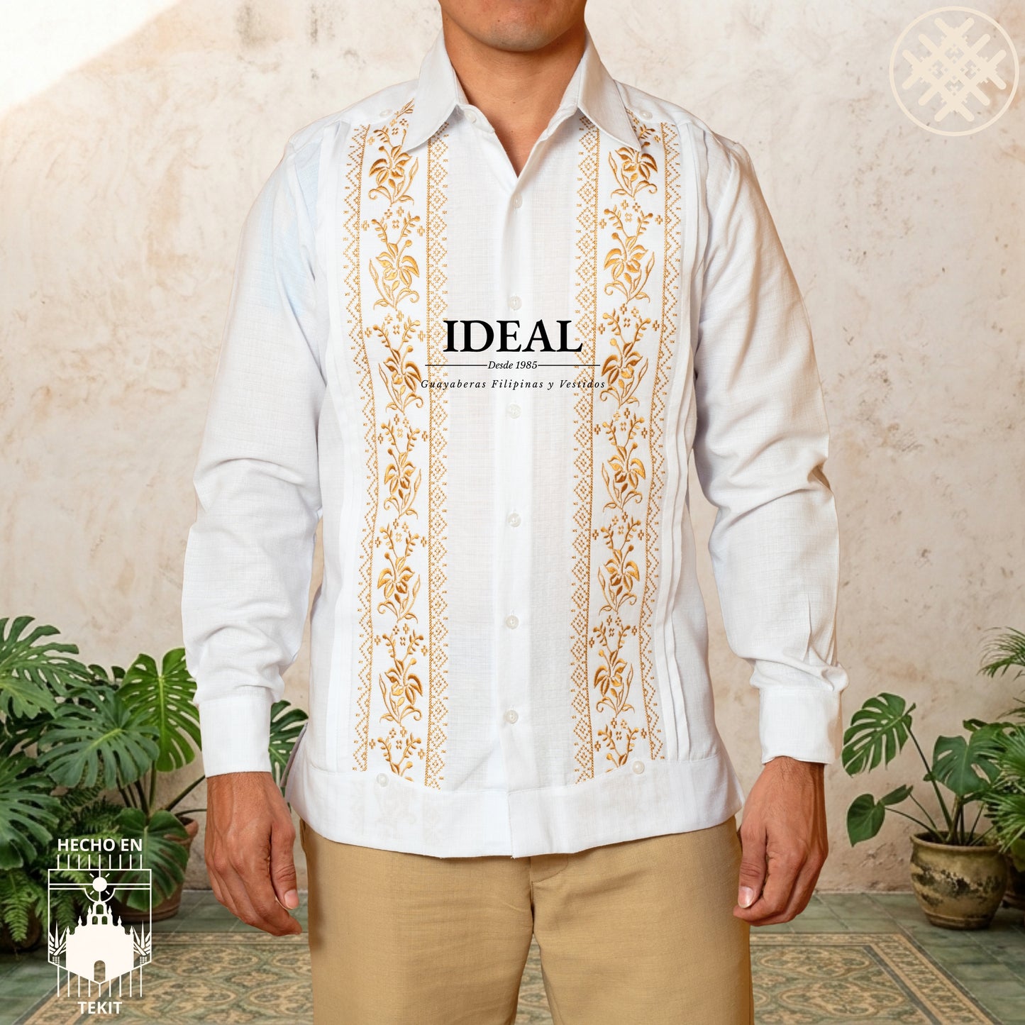 Guayabera Flor de Calabaza Blanca
