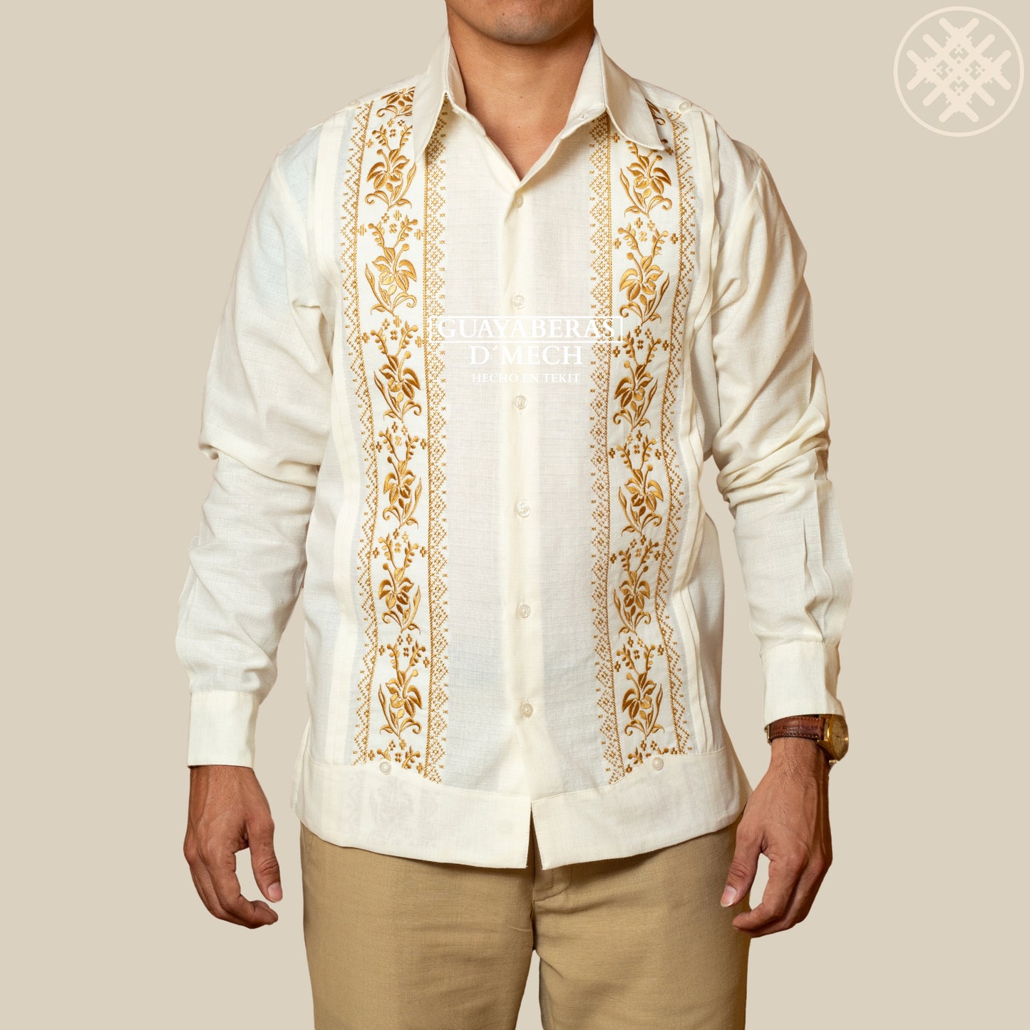Guayabera Flor de Calabaza Hueso