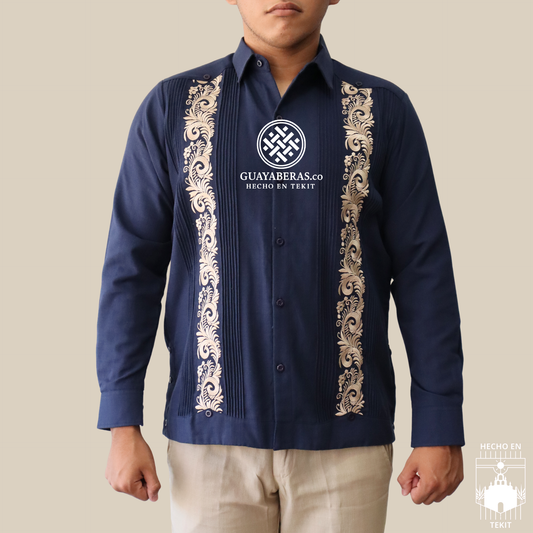 Guayabera Palmas Marino