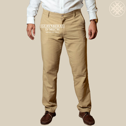 Pantalón Lino Algodón Caqui