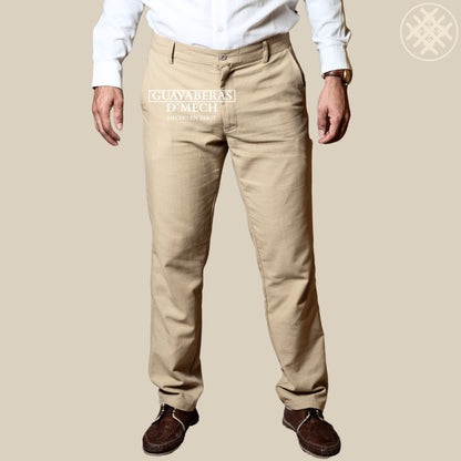 Pantalón Lino Algodón Arena