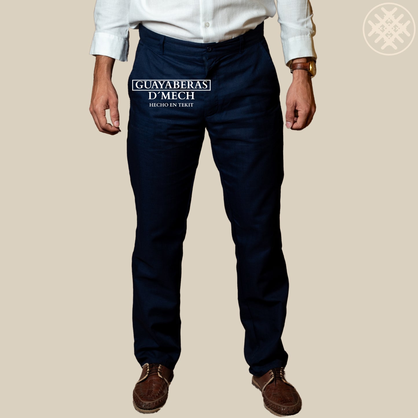 Pantalón Lino Algodón Marino