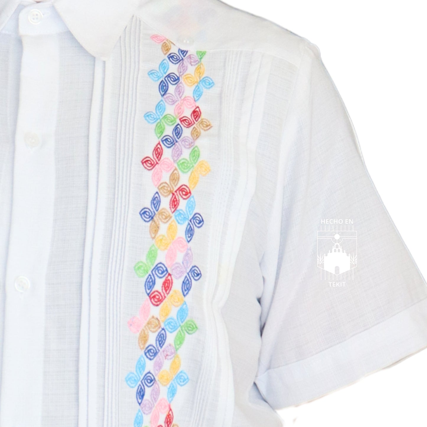 Guayabera Caballero Multicolor Manga Corta en Tela Lino Flame