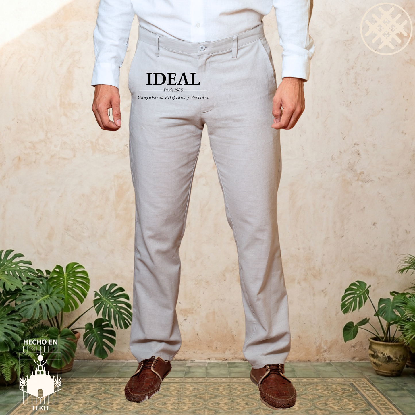Pantalón Lino Algodón Gris