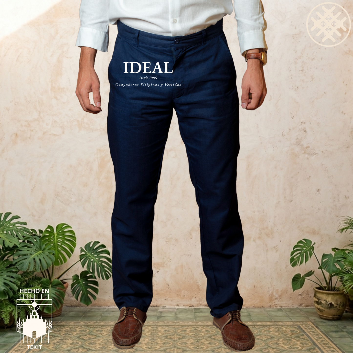 Pantalón Lino Algodón Marino