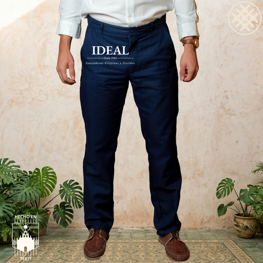 Pantalón Lino Algodón Marino