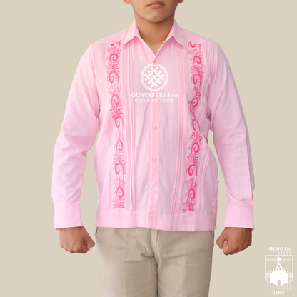 Guayabera Palmas Rosa