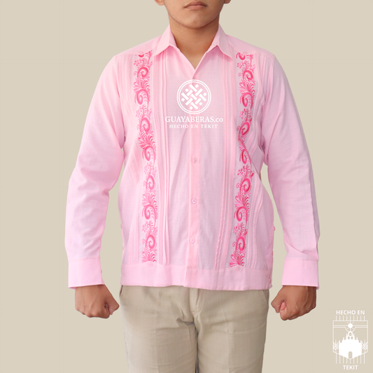 Guayabera Palmas Rosa