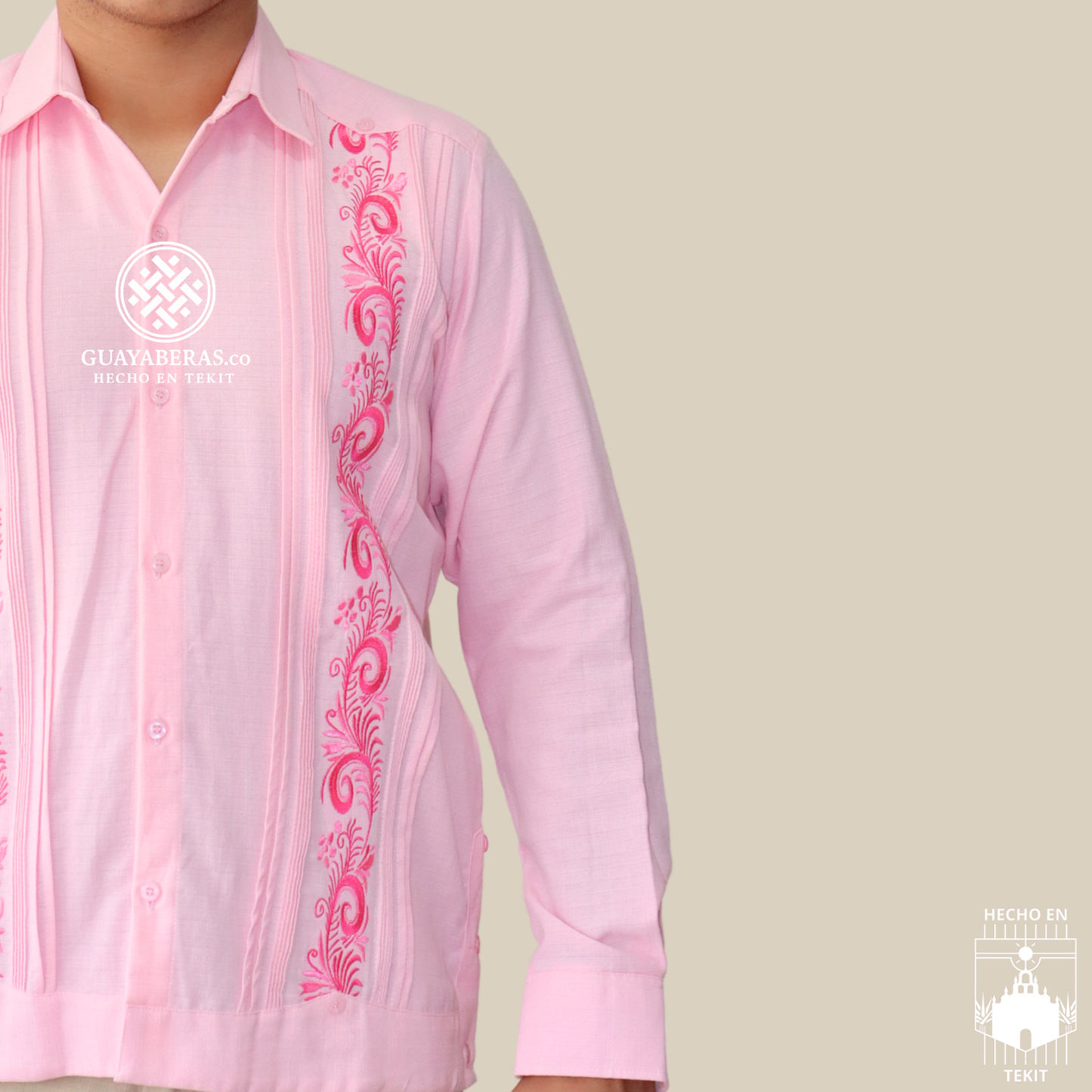 Guayabera Palmas Rosa