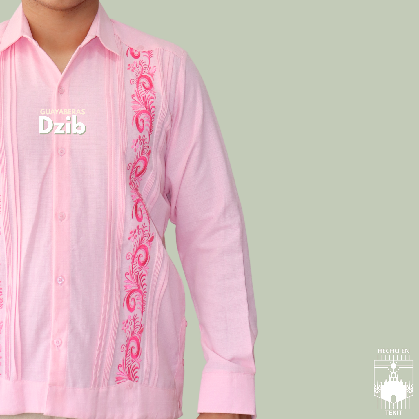 Guayabera Palmas Rosa
