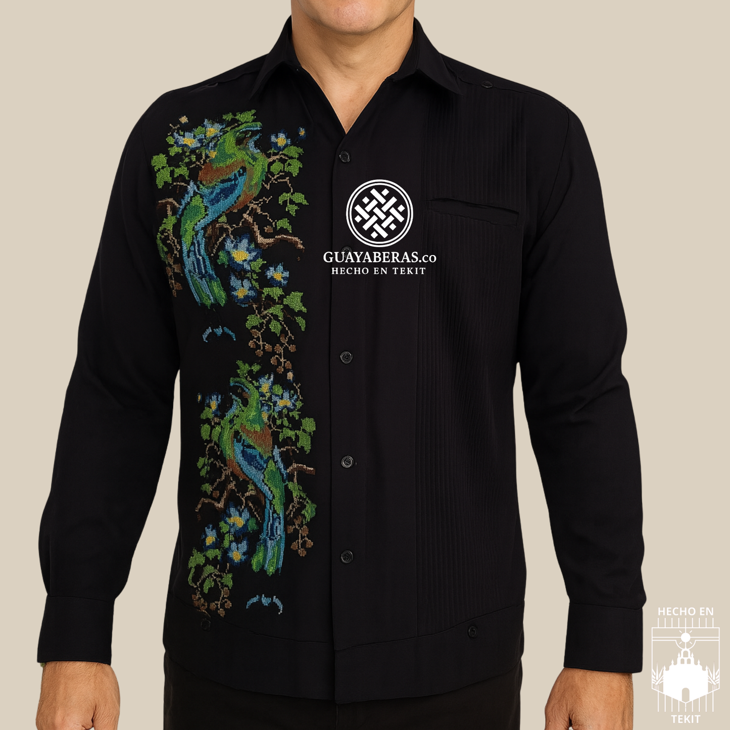 Guayabera Pájaro Toh Negra
