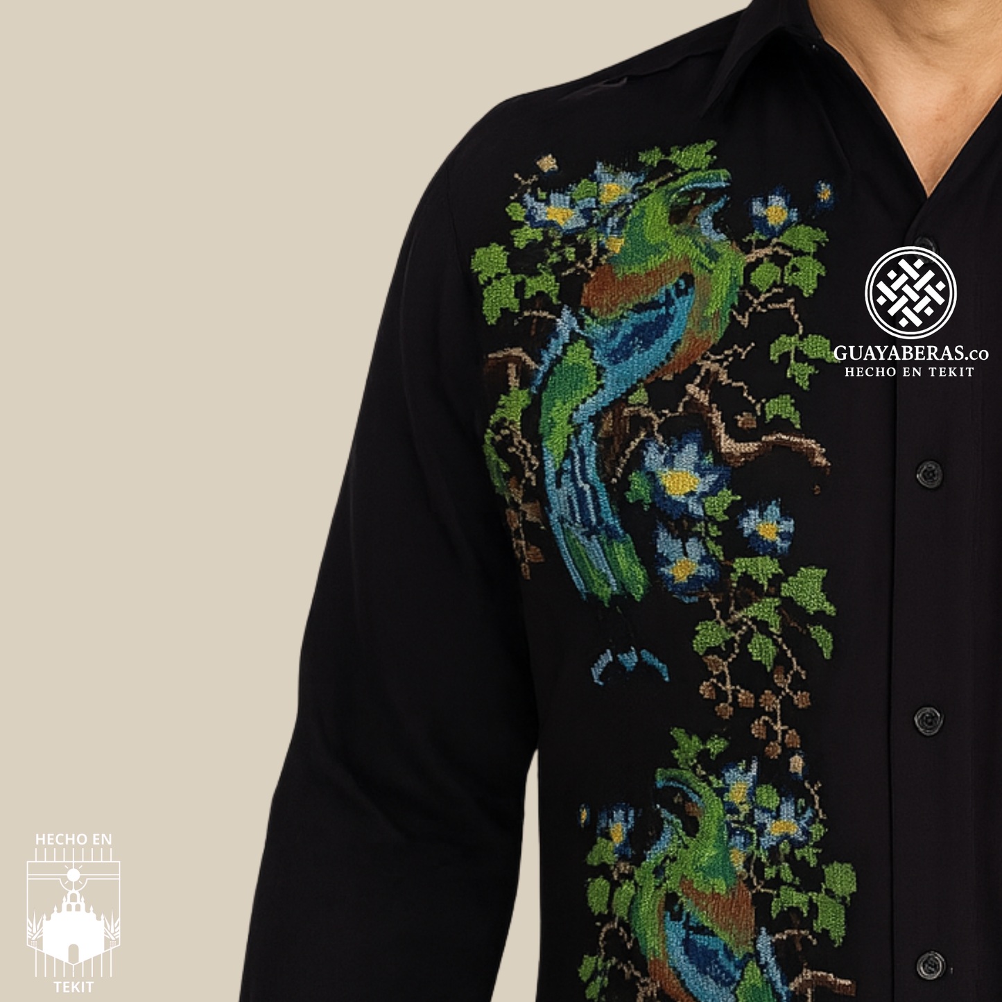 Guayabera Pájaro Toh Negra
