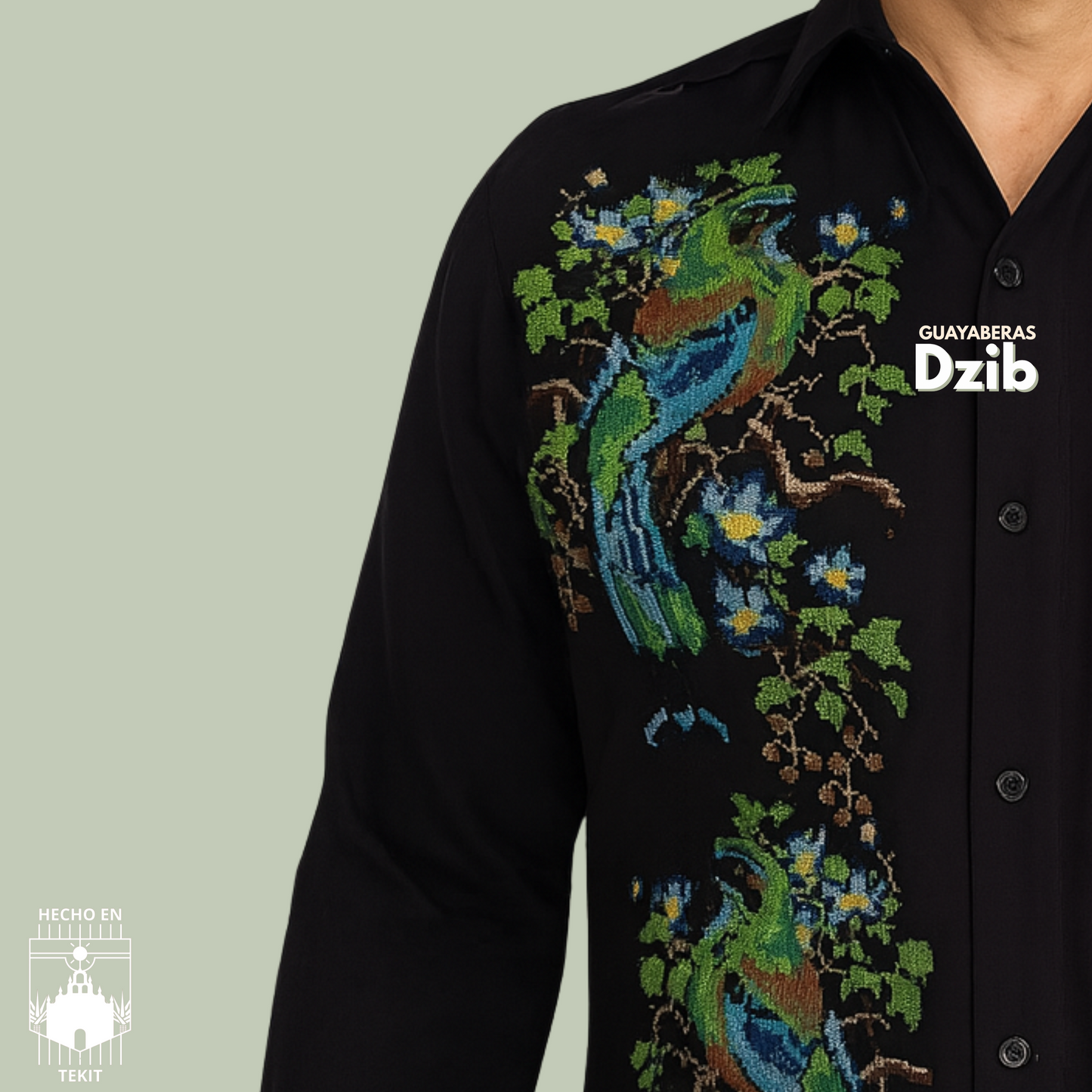 Guayabera Pájaro Toh Negra
