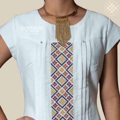 Mayab Men's Guayabera Long Sleeve with Colored Embroidery