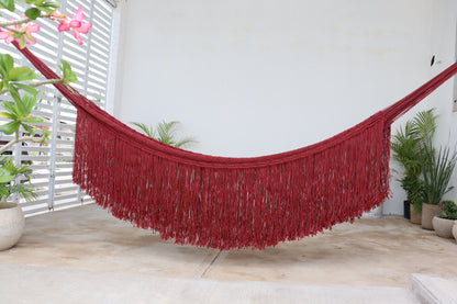 Hamaca de Flecos Macramé en Hilo Nailon Color Vino