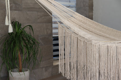 Hamaca de Flecos Macramé en Algodón Crudo Natural