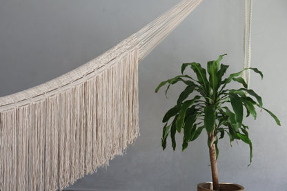 Hamaca de Flecos Macramé en Algodón Crudo Natural