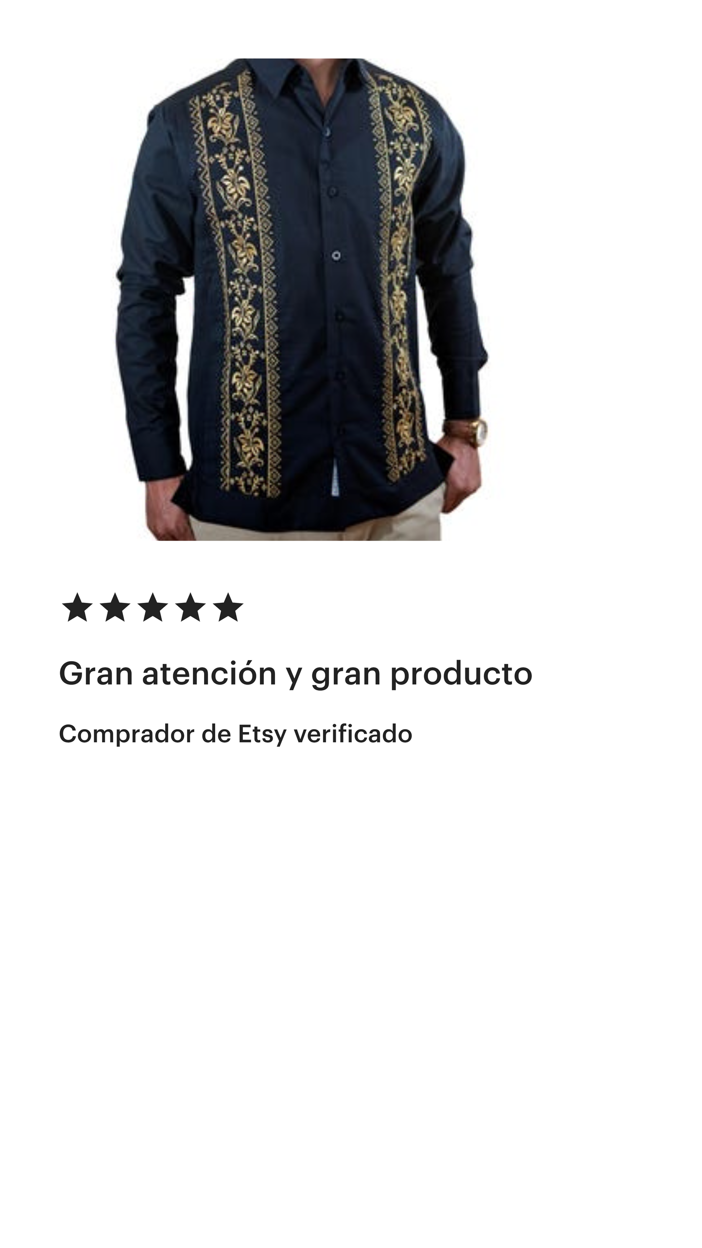 Guayabera Caballero Negra Manga Larga Con Bordado de Flores de Calabaza