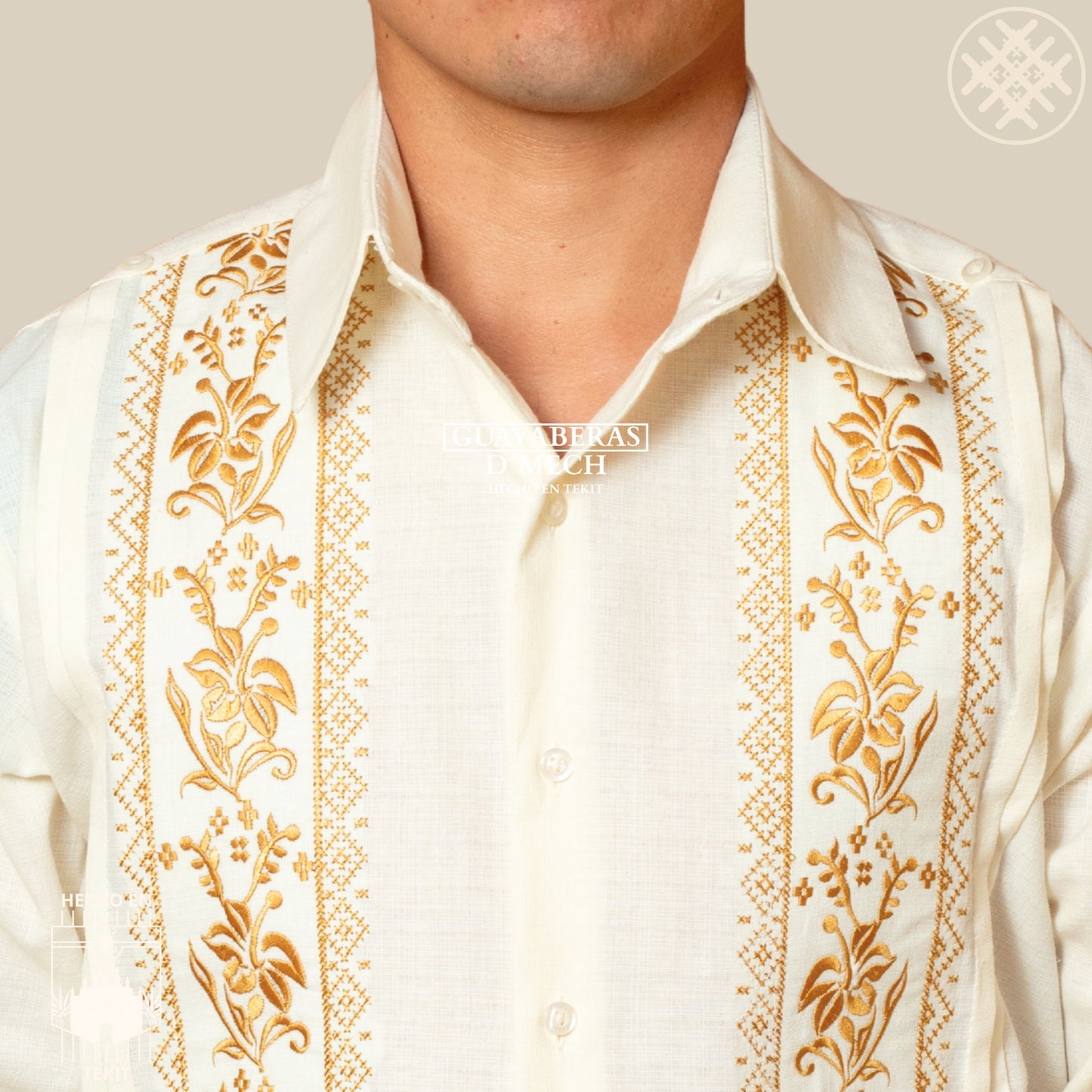 Guayabera Flor de Calabaza Hueso