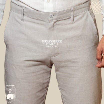 Pantalón Lino Algodón Gris
