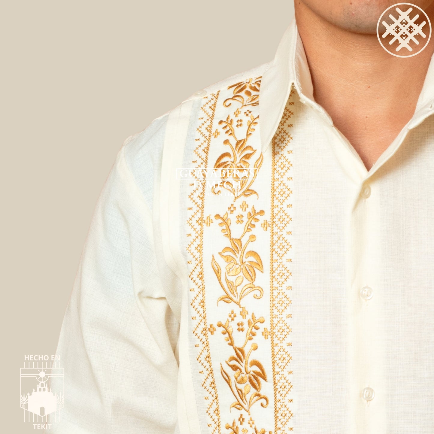 Guayabera Flor de Calabaza Hueso