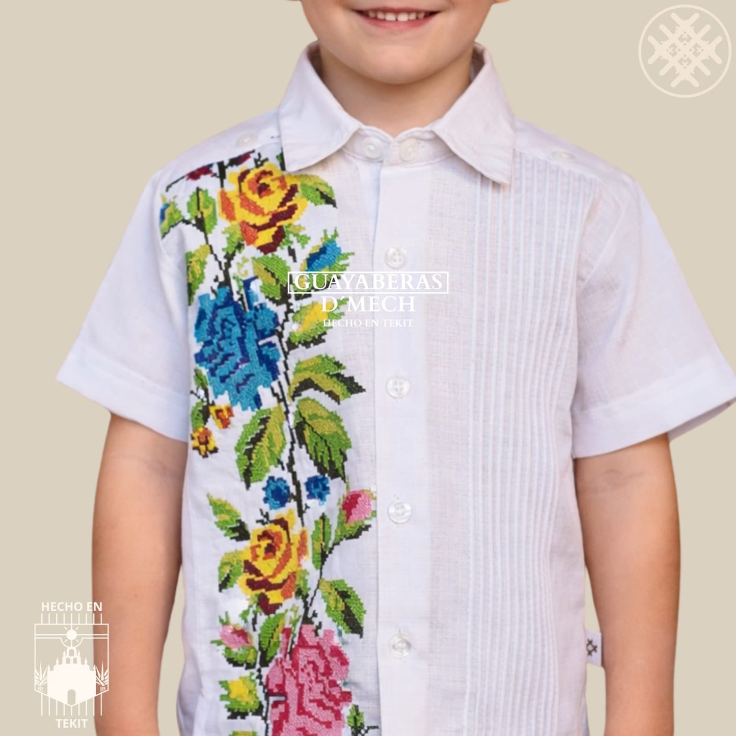 Guayabera Primavera Rosas Niño