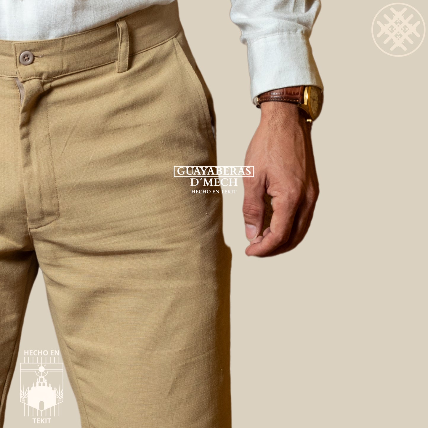 Pantalón Lino Algodón Caqui