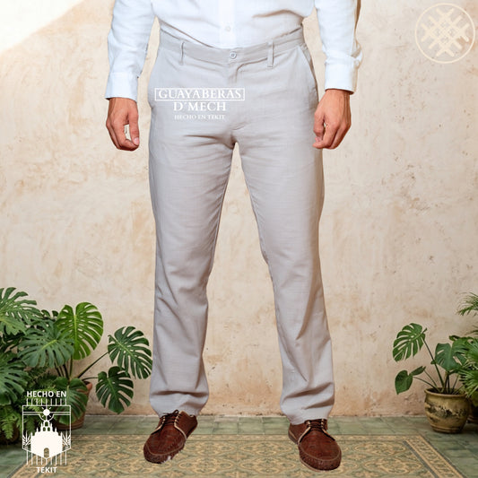 Pantalón Lino Algodón Gris