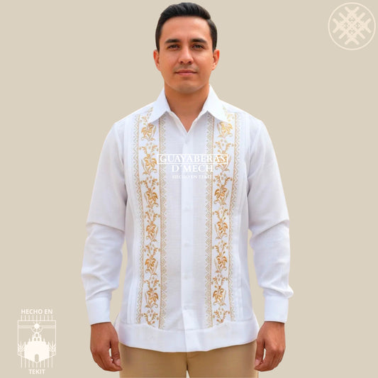 Guayabera Flor de Calabaza Blanca